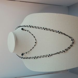 Black and White Small Round Beaded Necklace - Hand Made